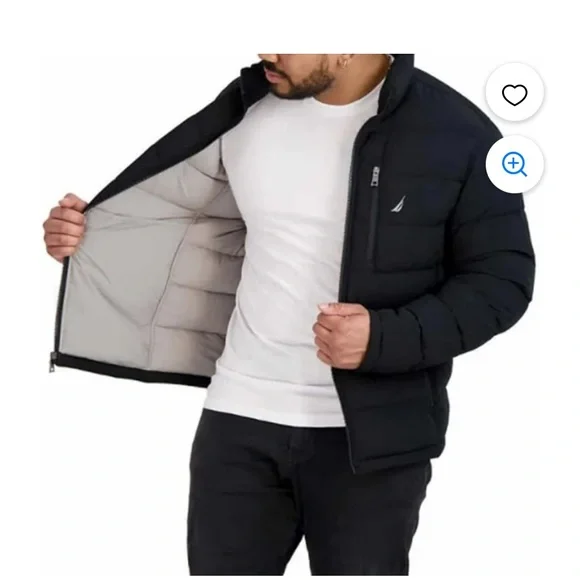 Nautica Men's Quilted Stretch Puffer Jacket Size L Water Resistant Windproof